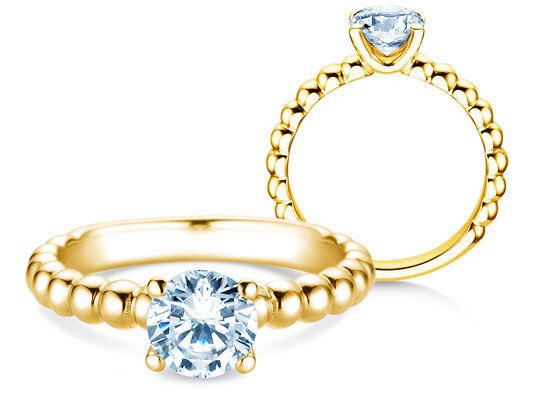 Anillo de compromiso Classic Beads en 9K oro blanco con diamante 1,00ct H/SI