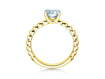 Anillo de compromiso Classic Beads en 14K oro amarillo con diamante 1,00ct G/SI
