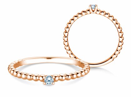 Anillo de compromiso Classic Beads en 14K oro rosa con diamante 0,05ct G/SI