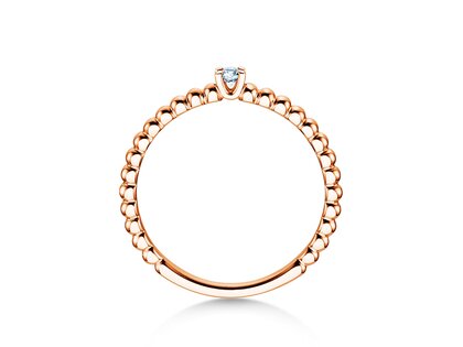 Anillo de compromiso Classic Beads en 14K oro rosa con diamante 0,05ct G/SI