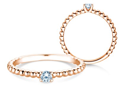 Anillo de compromiso Classic Beads en 9K oro rosa con diamante 0,10ct G/SI