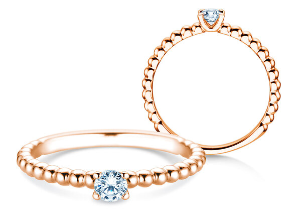 Anillo de compromiso Classic Beads en 14K oro rosa con diamante 0,15ct G/SI