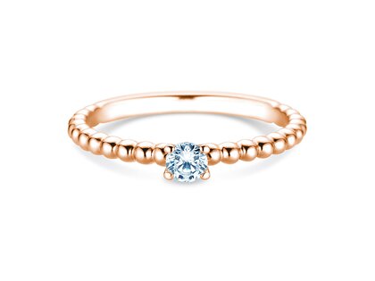 Anillo de compromiso Classic Beads en 14K oro rosa con diamante 0,15ct G/SI