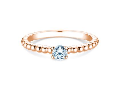 Anillo de compromiso Classic Beads en 9K oro rosa con diamante 0,25ct H/SI