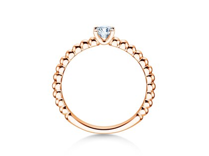 Anillo de compromiso Classic Beads en 9K oro rosa con diamante 0,25ct H/SI