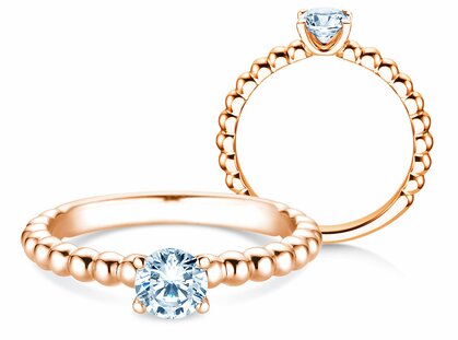 Anillo de compromiso Classic Beads en 14K oro rosa con diamante 0,50ct H/SI