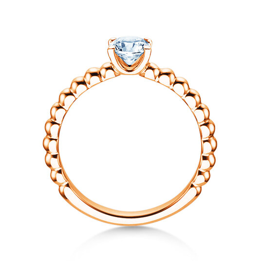 Anillo de compromiso Classic Beads en 9K oro rosa con diamante 0,50ct