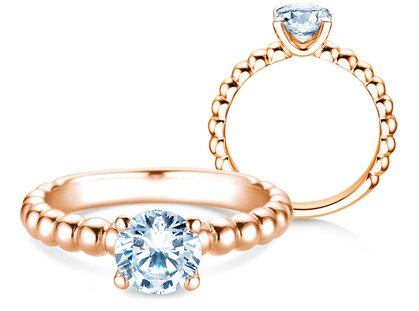 Anillo de compromiso Classic Beads en 14K oro rosa con diamante 1,00ct G/SI