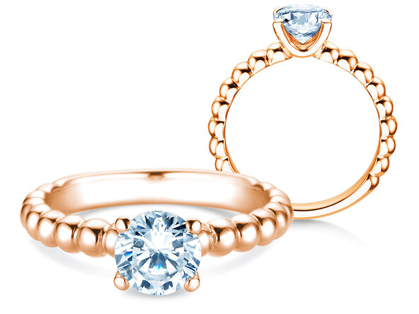 Anillo de compromiso Classic Beads en 14K oro rosa con diamante 1,00ct G/SI