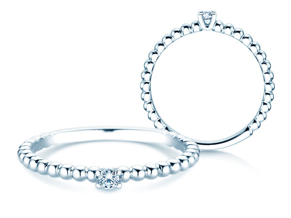 Anillo de compromiso Classic Beads en plata 925/- con diamante 0,05ct H/SI