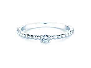 Anillo de compromiso Classic Beads en plata 925/- con diamante 0,10ct H/SI
