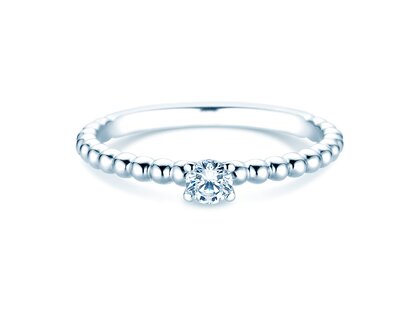 Anillo de compromiso Classic Beads en 14K oro blanco con diamante 0,15ct G/SI