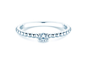 Anillo de compromiso Classic Beads en 14K oro blanco con diamante 0,15ct G/SI