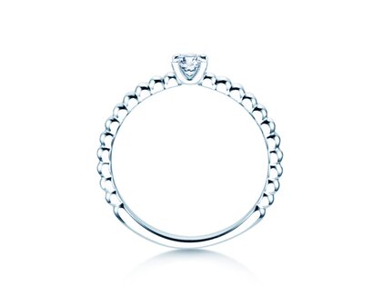 Anillo de compromiso Classic Beads en 14K oro blanco con diamante 0,15ct G/SI