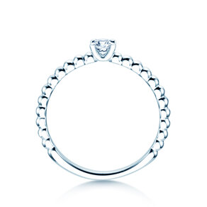 Anillo de compromiso Classic Beads en 14K oro blanco con diamante 0,15ct G/SI