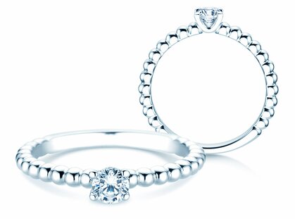 Anillo de compromiso Classic Beads en 14K oro blanco con diamante 0,25ct G/SI