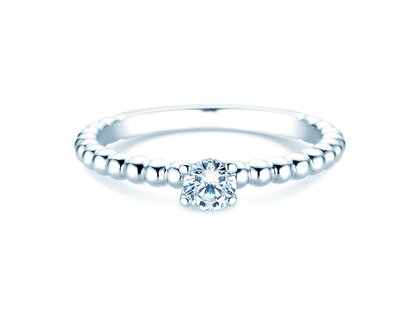 Anillo de compromiso Classic Beads en 9K oro blanco con diamante 0,25ct H/SI