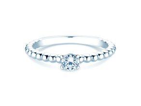 Anillo de compromiso Classic Beads en 9K oro blanco con diamante 0,25ct H/SI