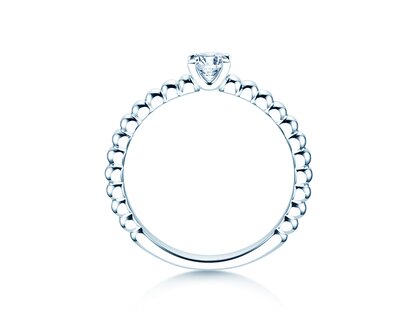Anillo de compromiso Classic Beads en 9K oro blanco con diamante 0,25ct H/SI