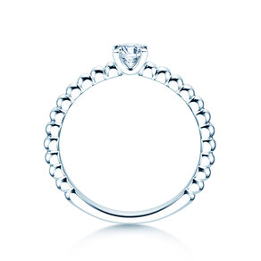 Anillo de compromiso Classic Beads en 9K oro blanco con diamante 0,25ct H/SI