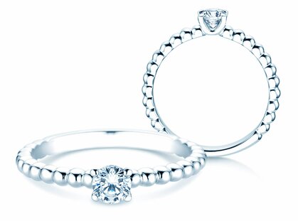 Anillo de compromiso Classic Beads en 14K oro blanco con diamante 0,30ct G/SI