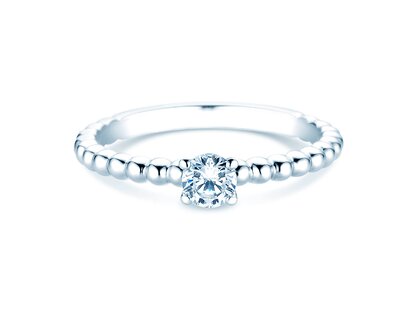 Anillo de compromiso Classic Beads en 9K oro blanco con diamante 0,30ct H/SI