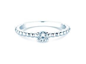 Anillo de compromiso Classic Beads en 9K oro blanco con diamante 0,30ct H/SI