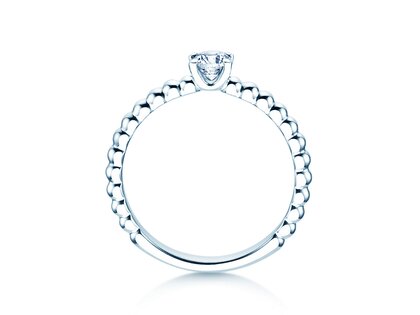 Anillo de compromiso Classic Beads en 9K oro blanco con diamante 0,30ct H/SI