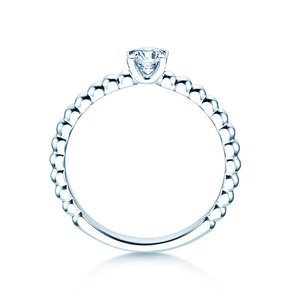 Anillo de compromiso Classic Beads en 9K oro blanco con diamante 0,30ct H/SI