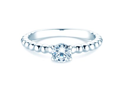 Anillo de compromiso Classic Beads en 9K oro blanco con diamante 0,50ct G/SI