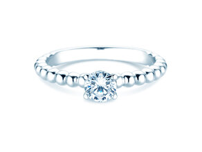 Anillo de compromiso Classic Beads en 9K oro blanco con diamante 0,50ct G/SI