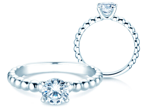 Anillo de compromiso Classic Beads en 14K oro blanco con diamante 0,75ct G/SI