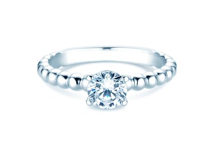 Anillo de compromiso Classic Beads en 14K oro blanco con diamante 0,75ct G/SI