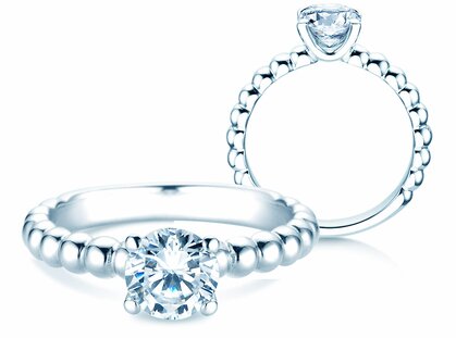 Anillo de compromiso Classic Beads en 14K oro blanco con diamante 1,00ct G/SI