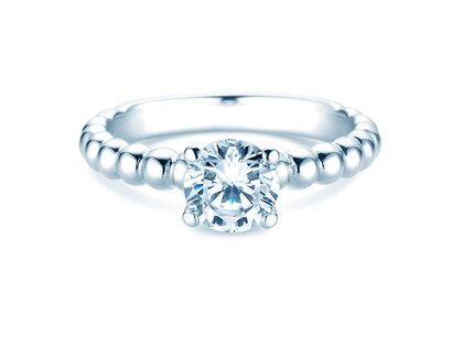 Anillo de compromiso Classic Beads en 18K oro blanco con diamante 2,00ct H/SI