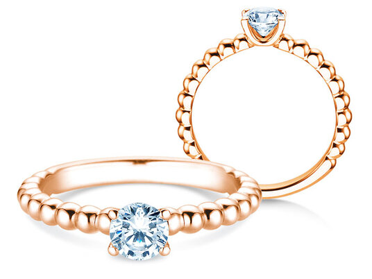 Anillo de compromiso Classic Beads en 9K oro blanco con diamante 0,50ct H/SI