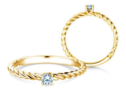 Anillo de compromiso Classic Loop en 9K oro amarillo con diamante 0,10ct H/SI