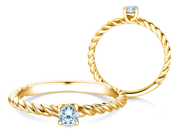 Anillo de compromiso Classic Loop en 9K oro amarillo con diamante 0,15ct H/SI