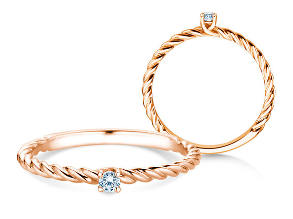 Anillo de compromiso Classic Loop en 9K oro rosa con diamante 0,05ct G/SI