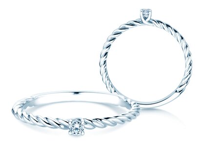 Anillo de compromiso Classic Loop en plata 925/- con diamante 0,05ct H/SI