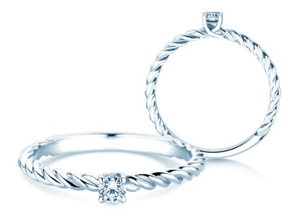 Anillo de compromiso Classic Loop en 9K oro blanco con diamante 0,10ct H/SI