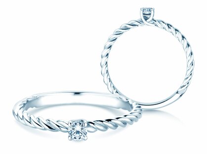 Anillo de compromiso Classic Loop en plata 925/- con diamante 0,10ct G/SI