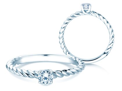 Anillo de compromiso Classic Loop en 9K oro blanco con diamante 0,20ct H/SI