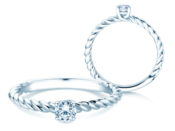 Anillo de compromiso Classic Loop en 9K oro blanco con diamante 0,20ct H/SI