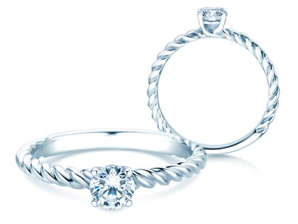 Anillo de compromiso Classic Loop en 9K oro blanco con diamante 0,30ct H/SI