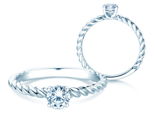 Anillo de compromiso Classic Loop en 9K oro blanco con diamante 0,30ct H/SI