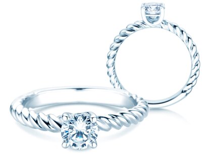 Anillo de compromiso Classic Loop en 18K oro blanco con diamante 0,60ct H/SI