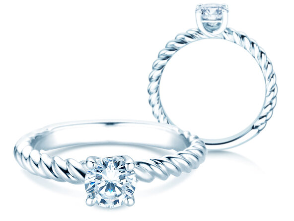 Anillo de compromiso Classic Loop en 18K oro blanco con diamante 0,60ct H/SI