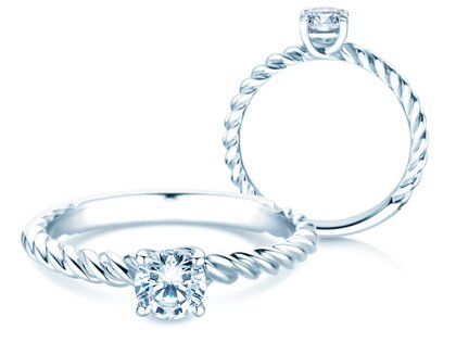 Anillo de compromiso Classic Loop en 9K oro blanco con diamante 0,50ct H/SI