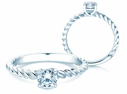 Anillo de compromiso Classic Loop en 14K oro blanco con diamante 0,50ct H/SI